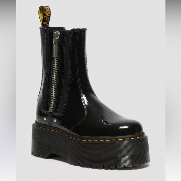 2976 MAX DISTRESSED PATENT CHELSEA PLATFORM BOOTS - Picture 5 of 11